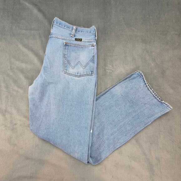 Vintage Wrangler 82611NV Boot Cut Western Cowboy Distressed Thrashed Denim 32x31 - Picture 1 of 13